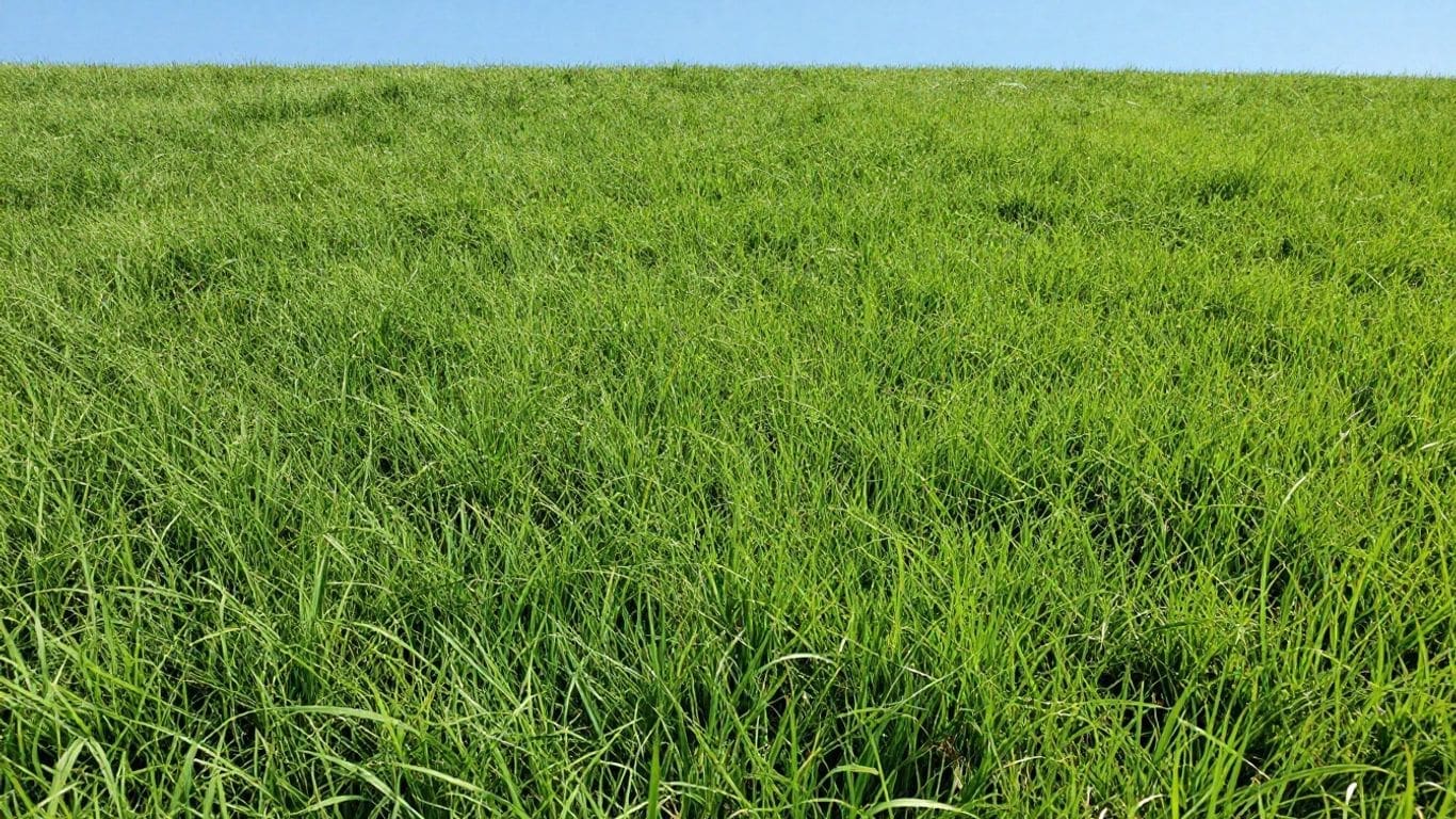 lush green grass field under clear blue sky